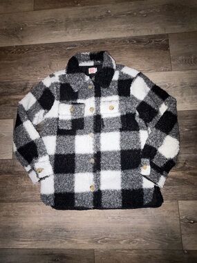 Girls Black Plaid Fleece 10/12